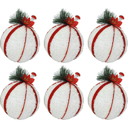 VESTIAMO CASA GRAN NATALE - Palle di Natale con bacche colore bianco e rosso diametro 8cm