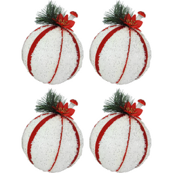VESTIAMO CASA GRAN NATALE - Palle di Natale con bacche colore bianco e rosso diametro 10cm