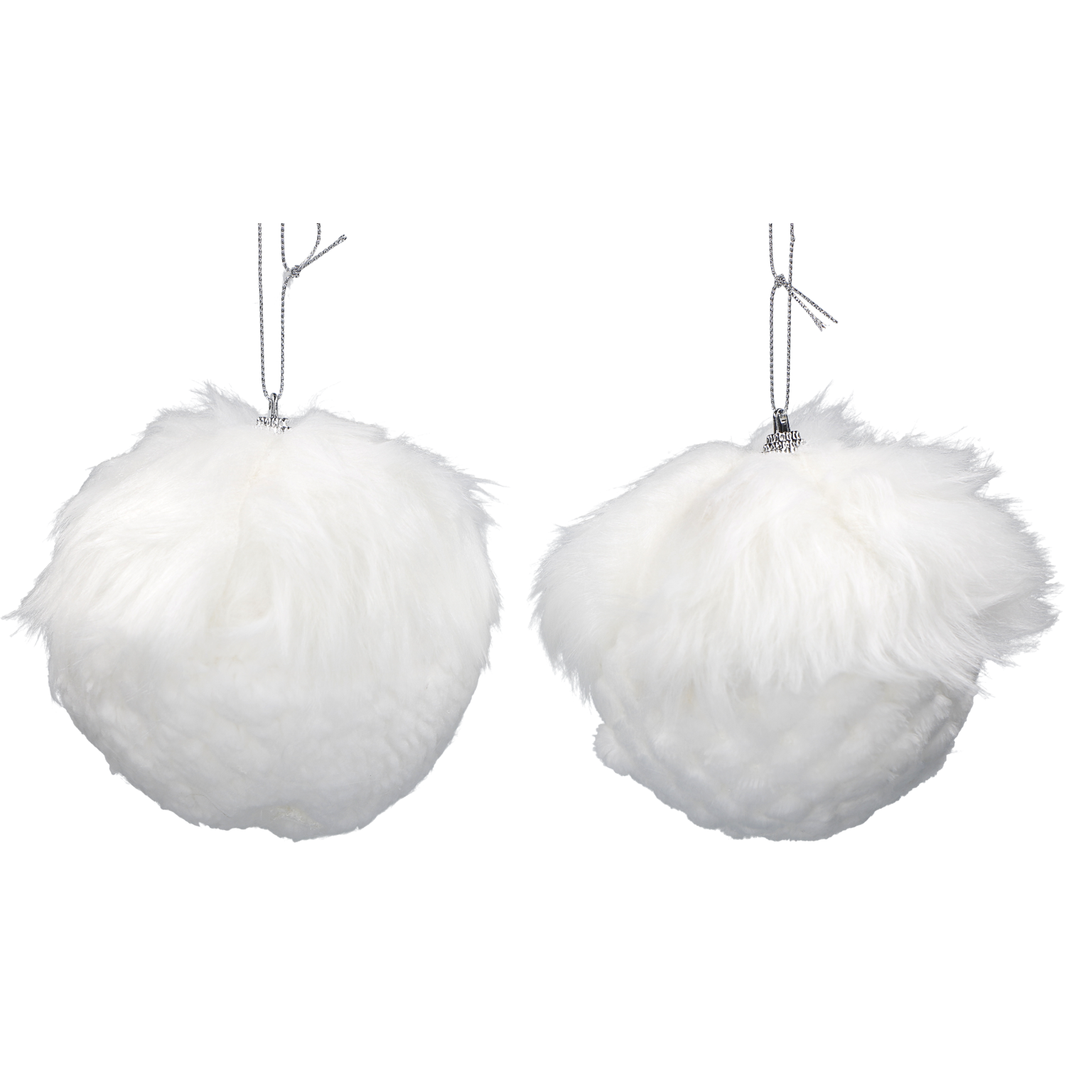 VESTIAMO CASA GRAN NATALE - Palle di Natale con pelliccia Bianche diametro 8 cm - set 6 pezzi