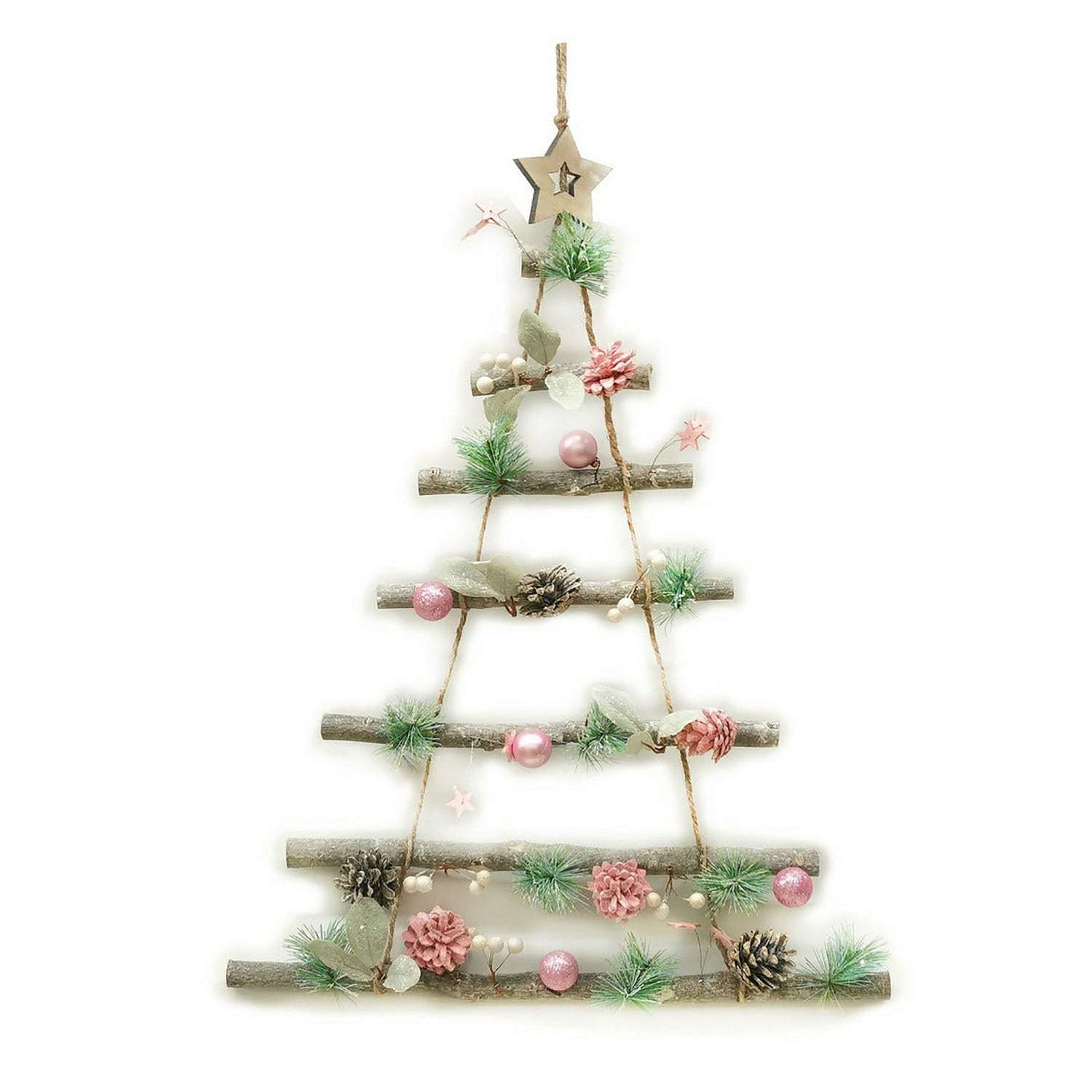 VESTIAMO CASA GRAN NATALE - Appendino Albero con palle Rosa h68 cm - Decorazione natalizia