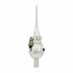 VESTIAMO CASA GRAN NATALE - Puntale bianco in vetro con personaggio natalizio - h30 cm