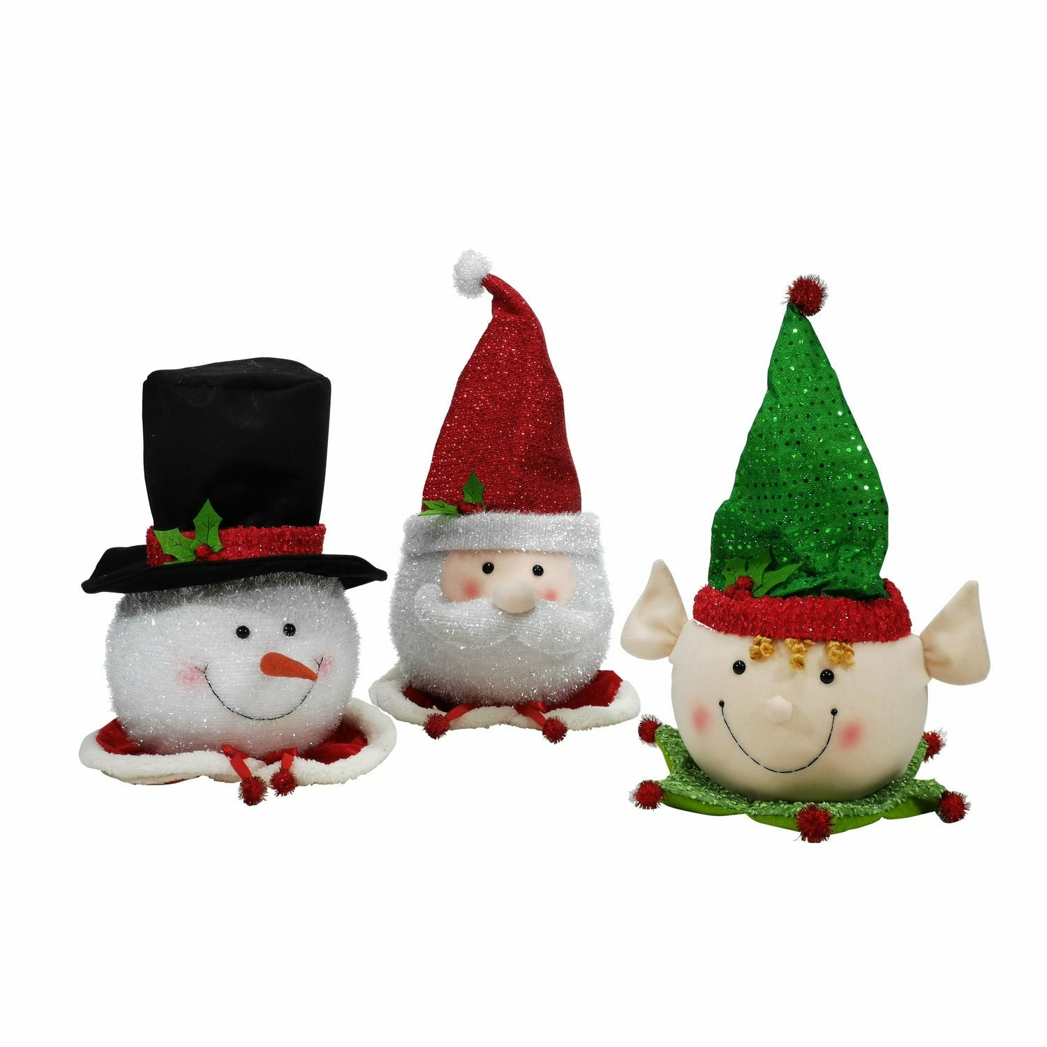 VESTIAMO CASA GRAN NATALE - Puntale Albero di Natale in tessuto h48 cm - Babbo Natale, Pupazzo di Neve, Elfo