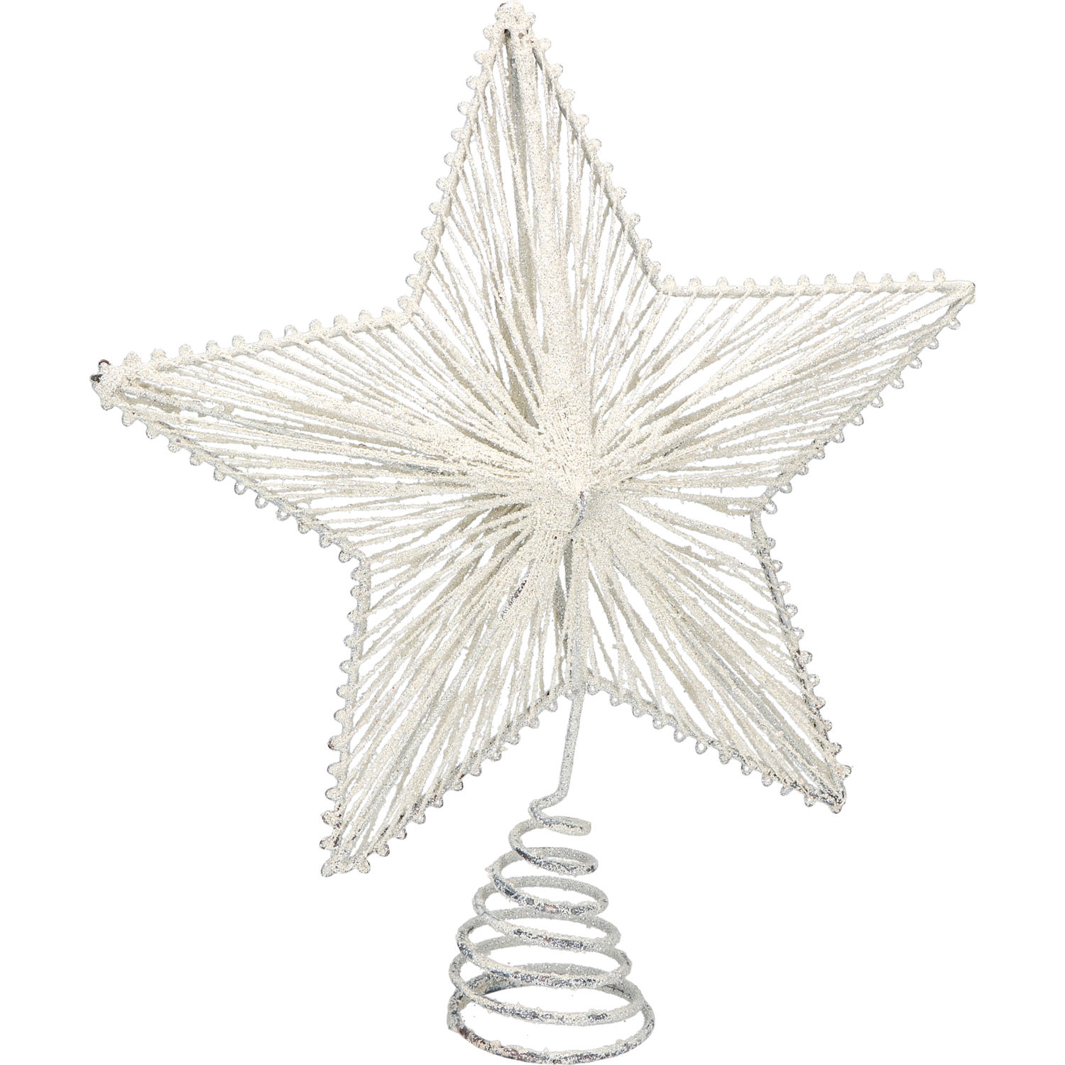 VESTIAMO CASA GRAN NATALE - Puntale Stella Natalizia Bianco Glitter h30 cm
