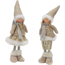 VESTIAMO CASA GRAN NATALE - Personaggio in piedi con cappello beige h36 cm - Decorazione natalizia