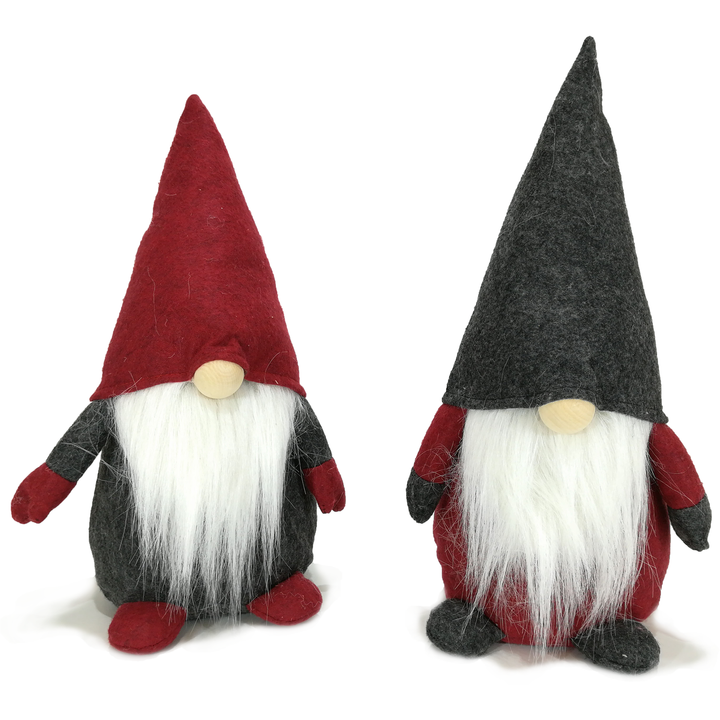VESTIAMO CASA GRAN NATALE - Gnomo con cappello rosso e grigio h35 cm - Decorazione natalizia