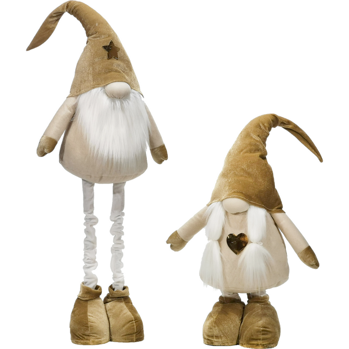 VESTIAMO CASA GRAN NATALE - Gnomo color oro con gambe allungabili h max 125 cm - Decorazione natalizia
