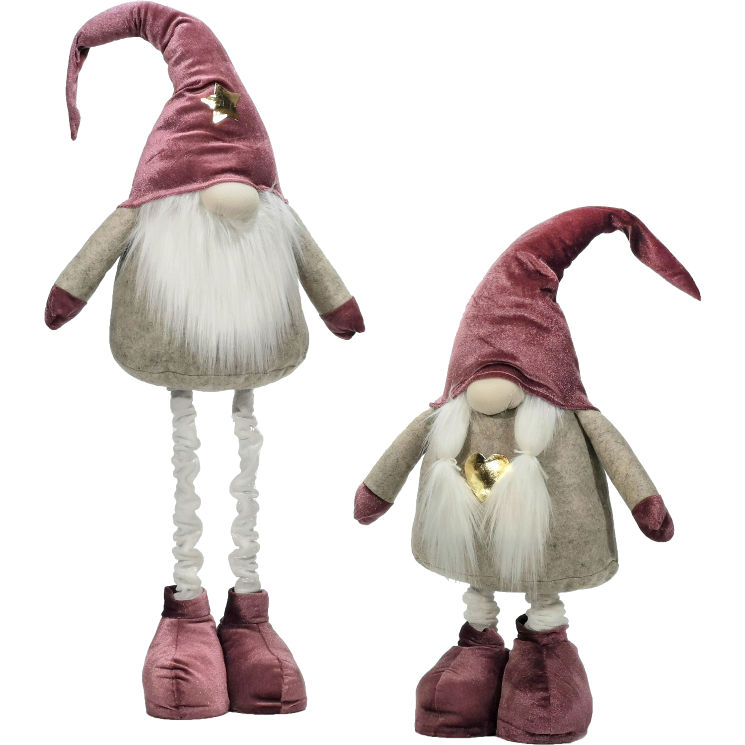 VESTIAMO CASA GRAN NATALE - Gnomo con gambe allungabili Rosa altezza max 125 cm - Decorazione natalizia