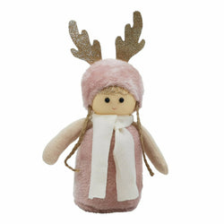 VESTIAMO CASA GRAN NATALE - Bambolina con cappello renna rosa h33 cm - Decorazione natalizia