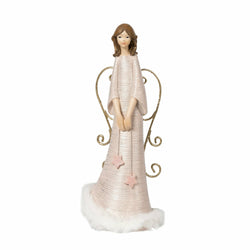VESTIAMO CASA GRAN NATALE - Statua angelo rosa con bianco h22 cm - Decorazione natalizia