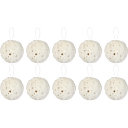 VESTIAMO CASA GRAN NATALE - Palle di Natale con pelo bianco e decoro oro diametro 6 cm - set 10 pezzi