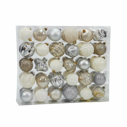 VESTIAMO CASA GRAN NATALE - Palle di Natale bianco silver e crema - set 60 pezzi