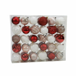 VESTIAMO CASA GRAN NATALE - Palle di Natale bianco rosa e rosso - set 60 pezzi