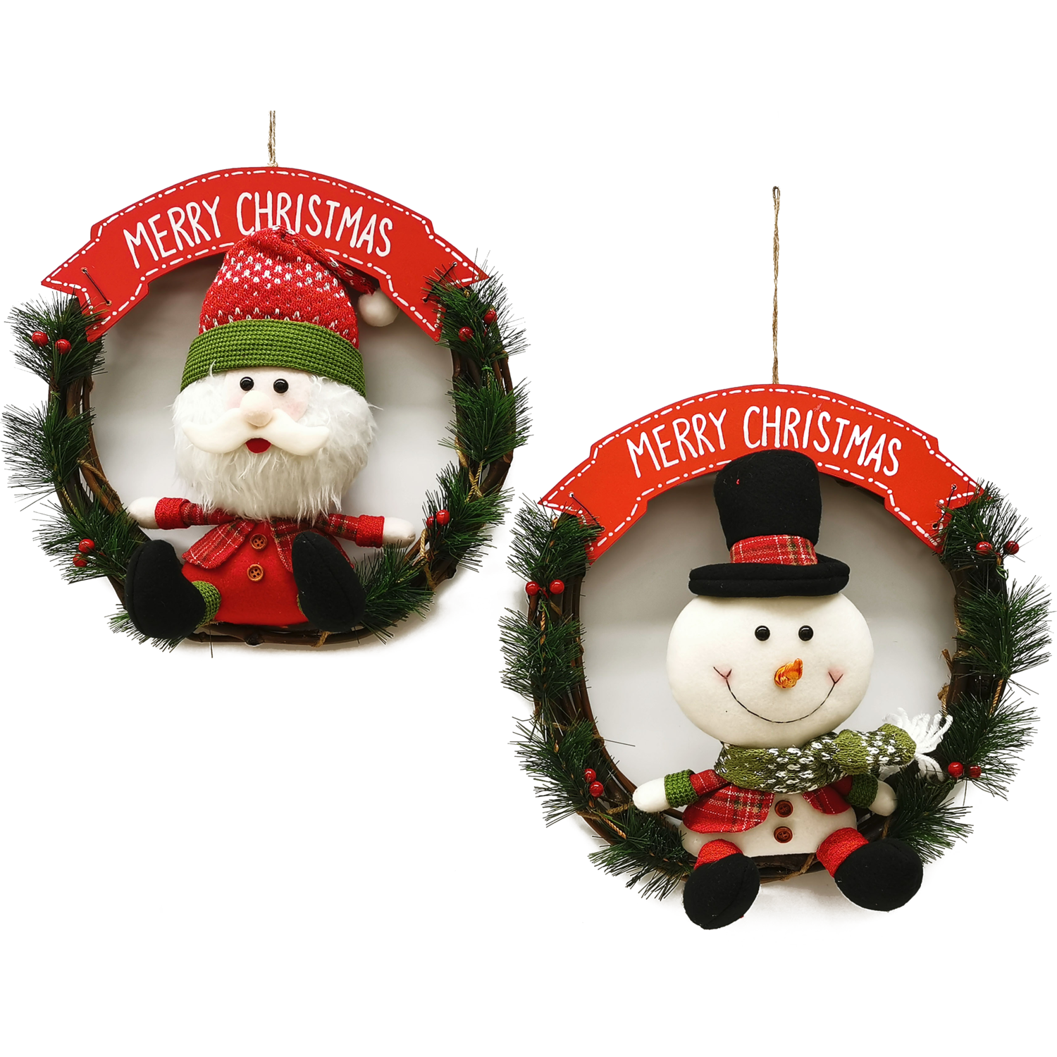 VESTIAMO CASA GRAN NATALE - Ghirlanda appendino dietroporta con personaggi diametro 35cm - Decorazione natalizia