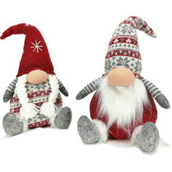 VESTIAMO CASA GRAN NATALE - Gnomo seduto con cappello rosso e grigio h23 cm - Decorazione natalizia