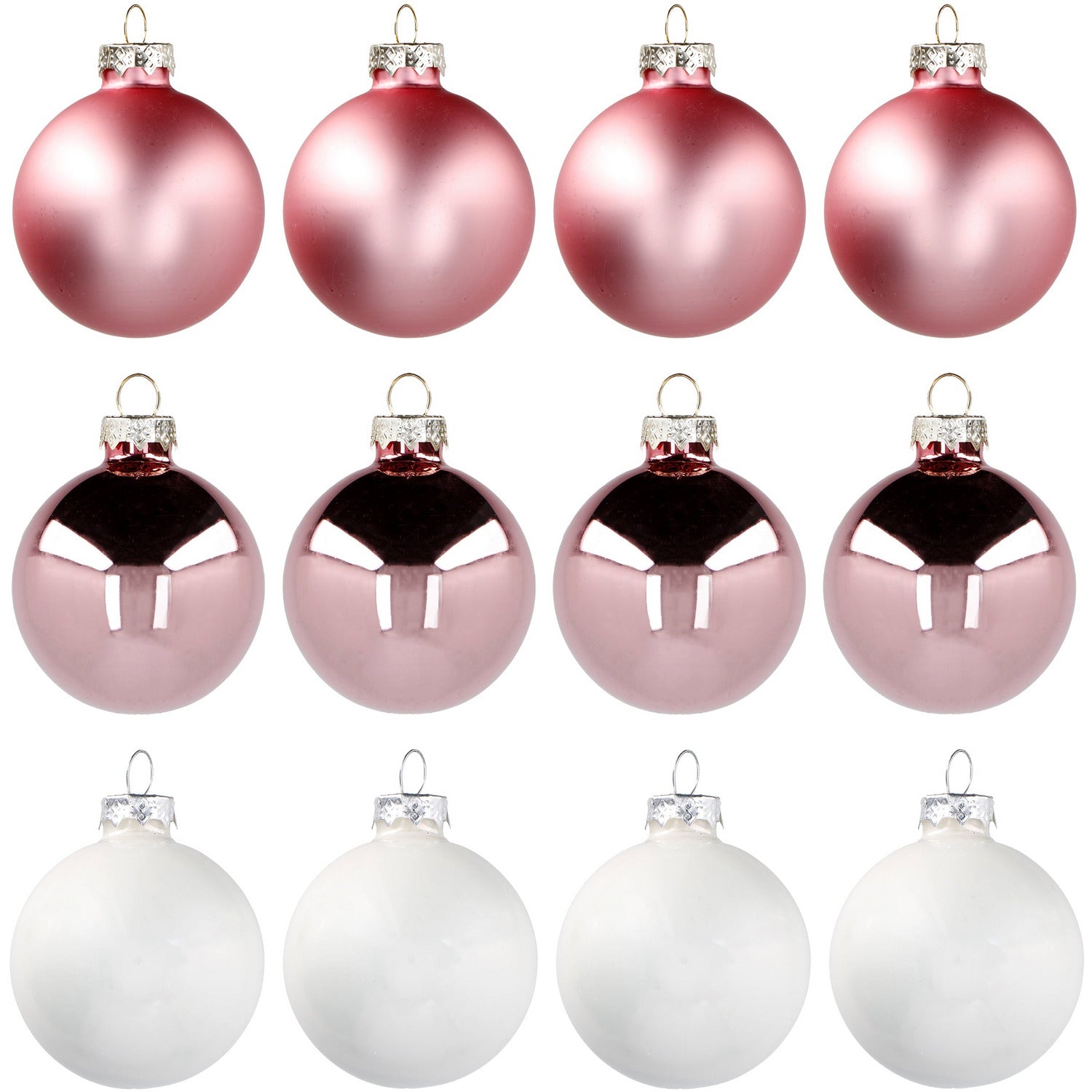 VESTIAMO CASA - Palle di Natale in Vetro Soffiato Rosa diametro 6 cm - set 12 pezzi