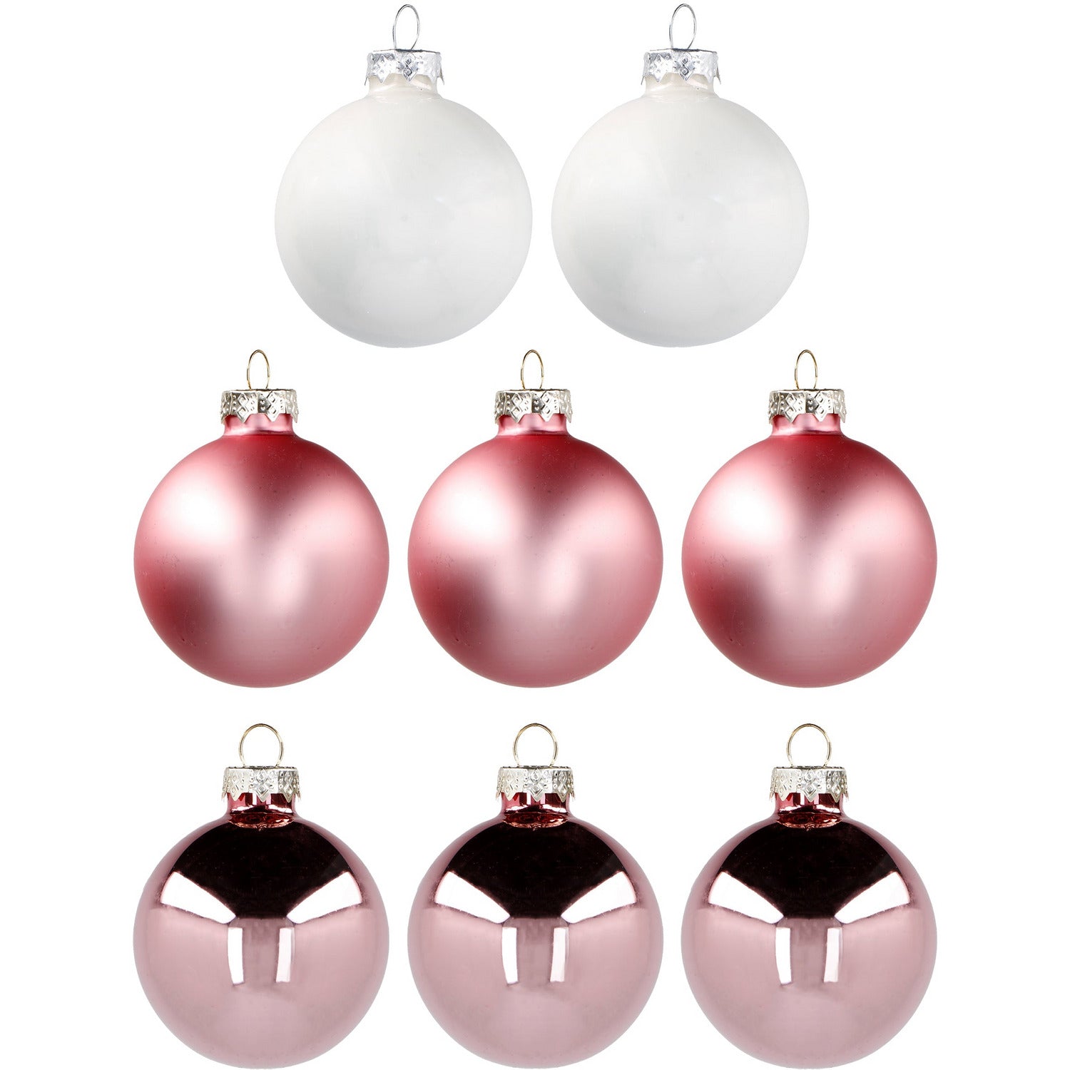VESTIAMO CASA GRAN NATALE - Palle di Natale in Vetro Soffiato Rosa diametro 8 cm - set 8 pezzi