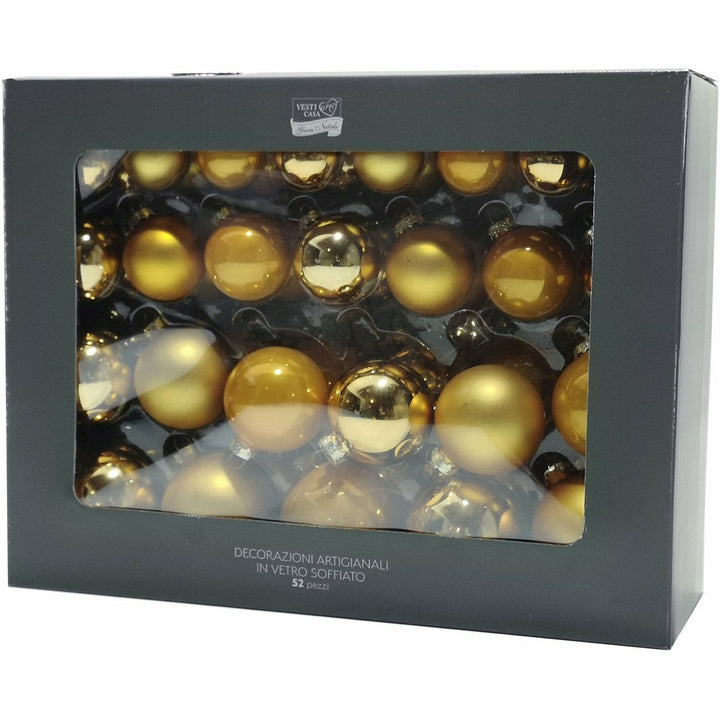 VESTIAMO CASA GRAN NATALE - Palle in vetro soffiato color oro - set 52 pezzi