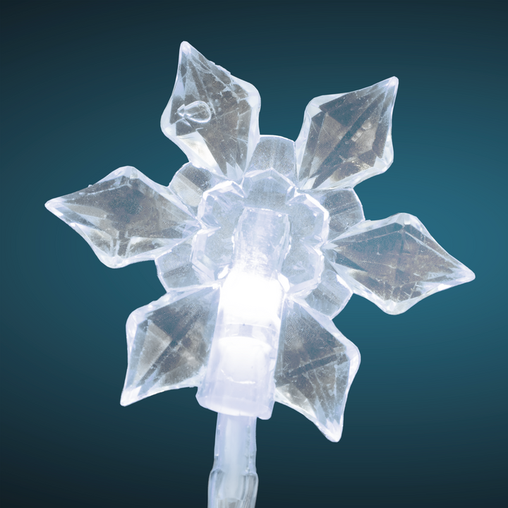 DICTROLUX - Filo luminoso 20 Led con fiocchi di neve bianco freddo - 1,9 metri