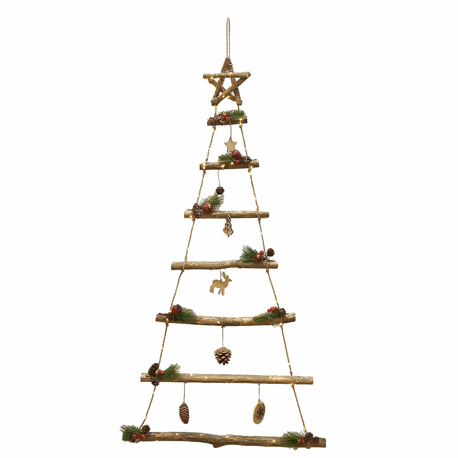 VESTIAMO CASA GRAN NATALE - Appendino Albero Innevata luminosa con luci led h135 cm - Decorazione natalizia luminosa