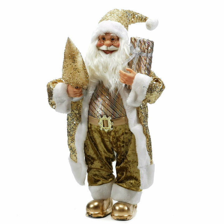 VESTIAMO CASA GRAN NATALE - Babbo Natale colore oro con paillettes h60 cm - Decorazione natalizia