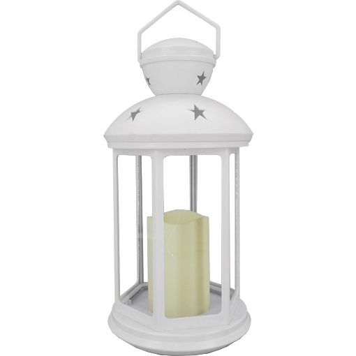 DICTROLUX - Lanterna bianca con candela a Led - h36cm