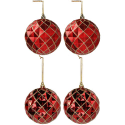 VESTIAMO CASA GRAN NATALE - Palle di Natale colore rosso diametro 10 cm - set 4 pezzi