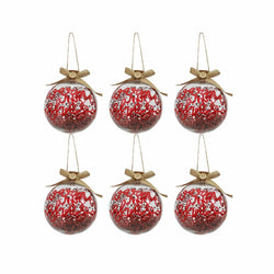 VESTIAMO CASA GRAN NATALE - Palle di Natale Trasparente e Rosso diametro 8 cm - set 6 pezzi