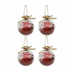 VESTIAMO CASA GRAN NATALE - Palle di Natale Trasparente e Rosso diametro 10 cm - set 4 pezzi