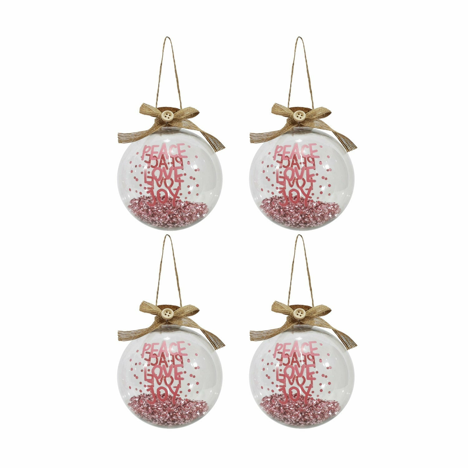 VESTIAMO CASA GRAN NATALE - Palle di Natale trasparente e rosa diametro 10 cm - set 4 pezzi