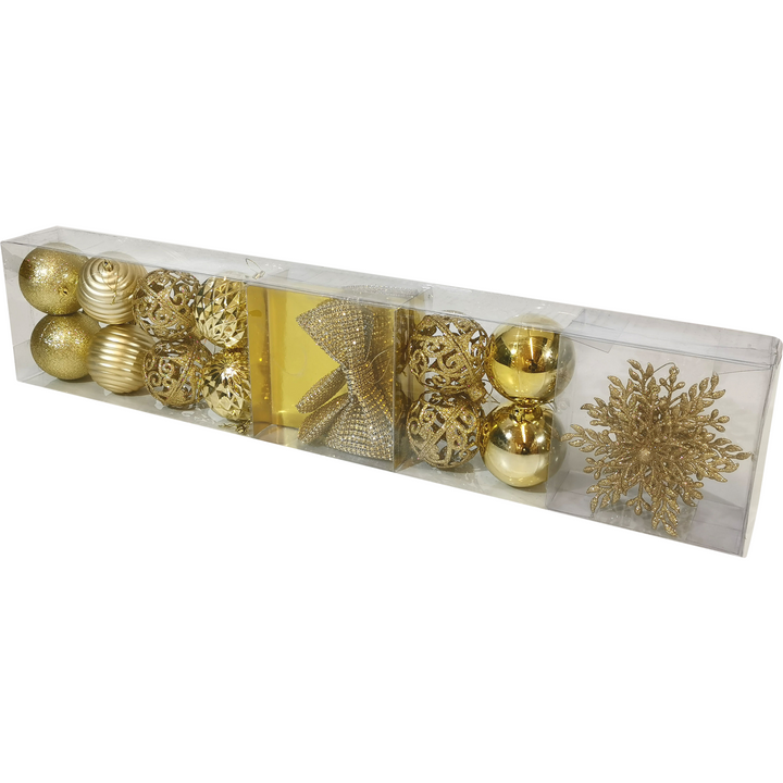 VESTIAMO CASA GRAN NATALE - Palle di Natale oro con decorazioni natalizie - set 16 pezzi