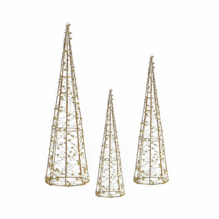 VESTIAMO CASA GRAN NATALE - Albero Cono Luminoso Oro - set 3 pezzi