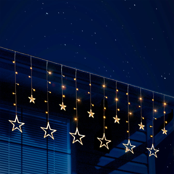 Catene Luminose Telecomando 8 Modalità Timer Tenda Luminosa A Forma Di Stelle, 2,3 M, 138 LED, Con Spina Illuminazione Impermeabile Ip44 Catene Luminose Telecomando 8 Modalità Timer Tenda Luminosa A Forma Di Stelle, 2,3 M, 138 LED, Con Spina Illuminazione Impermeabile Ip44