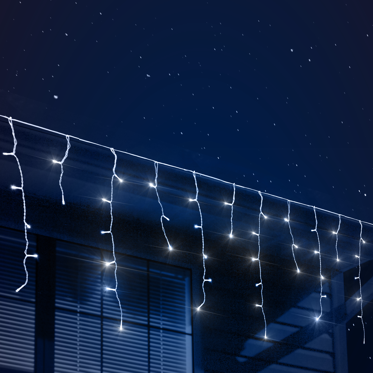 DICTROLUX - Tenda Luminosa a batteria 64 Led Bianco Freddo Ice Light - 3 metri di tenda h60 cm