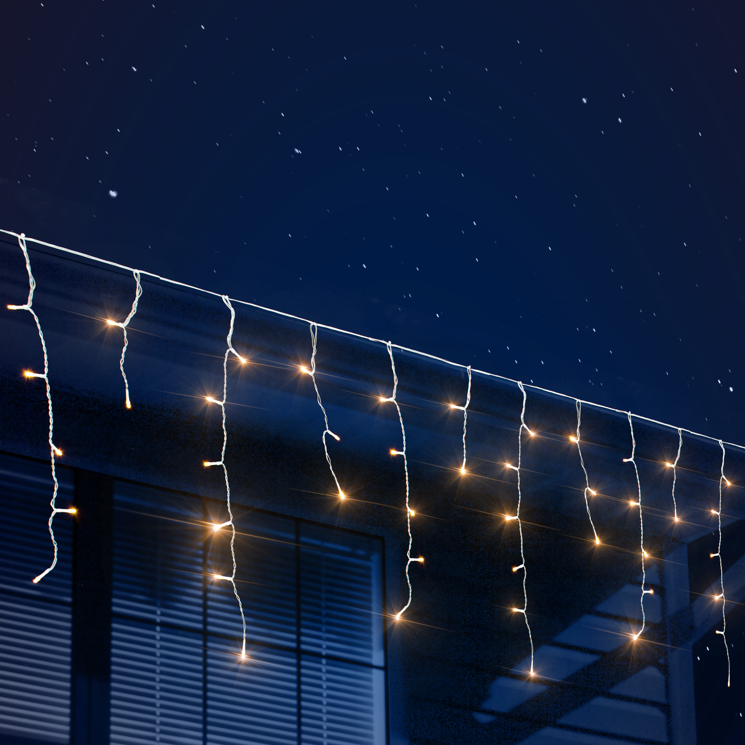 DICTROLUX - Tenda Luminosa a batteria 64 Led Bianco Caldo Ice Light - altezza 60 cm x 300 cm