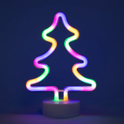 DICTROLUX - Albero luminoso effetto neon multicolor 93 Led h26 cm - Decorazione natalizia luminosa