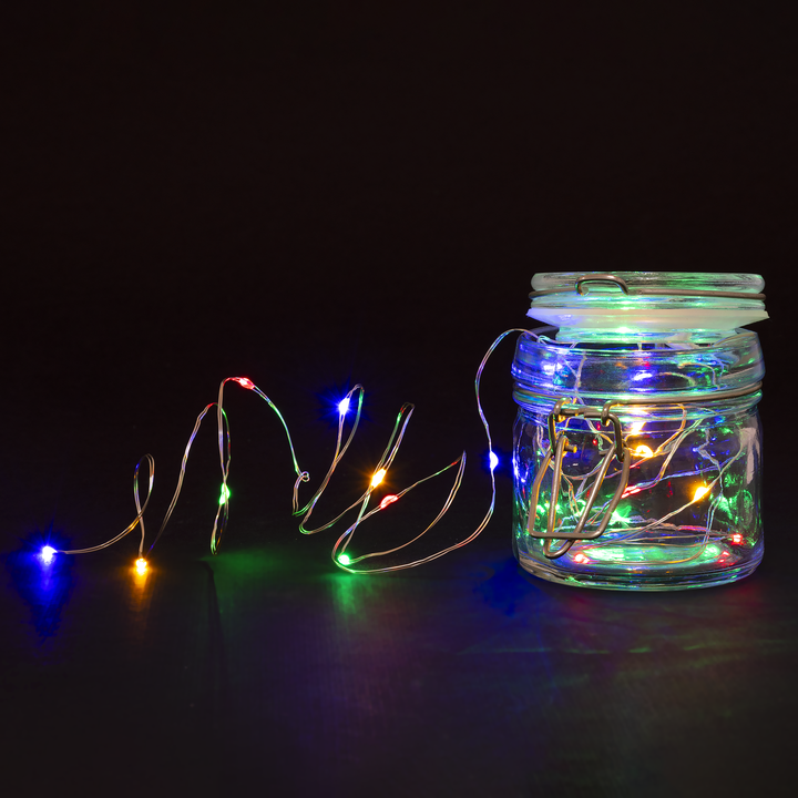 DICTROLUX - Filo Luminoso 20 Microled Multicolor per Uso Interno - 2 metri di luci