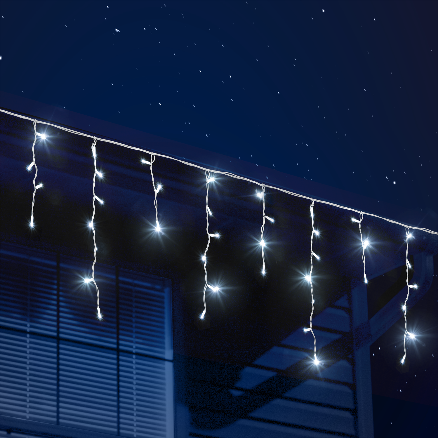 DICTROLUX - Tenda Luminosa 100 Led Bianco Freddo con 20 Flash - 5 metri di luce