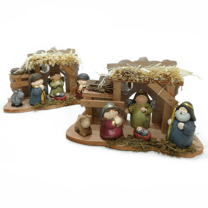 VESTIAMO CASA GRAN NATALE - Statue natività a Led con capanna h14,5cm set 5 pezzi