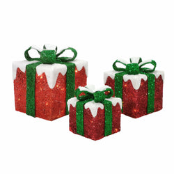 DICTROLUX - Set 3 pacchi color rosso e bianco - Decorazione natalizia luminosa