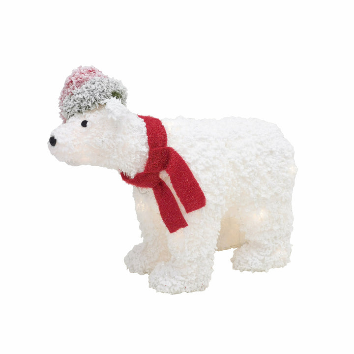 DICTROLUX - Orso con sciarpa e cappello luminoso 35 Led h50 cm - Decorazione natalizia