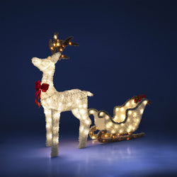 DICTROLUX - Renna con slitta luminosa 140 Led h135 cm - Decorazione natalizia