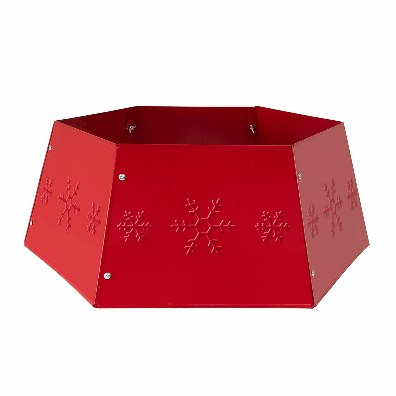 VESTIAMO CASA GRAN NATALE - Copribase albero in metallo colore rosso - h25 cm x diametro 68 cm