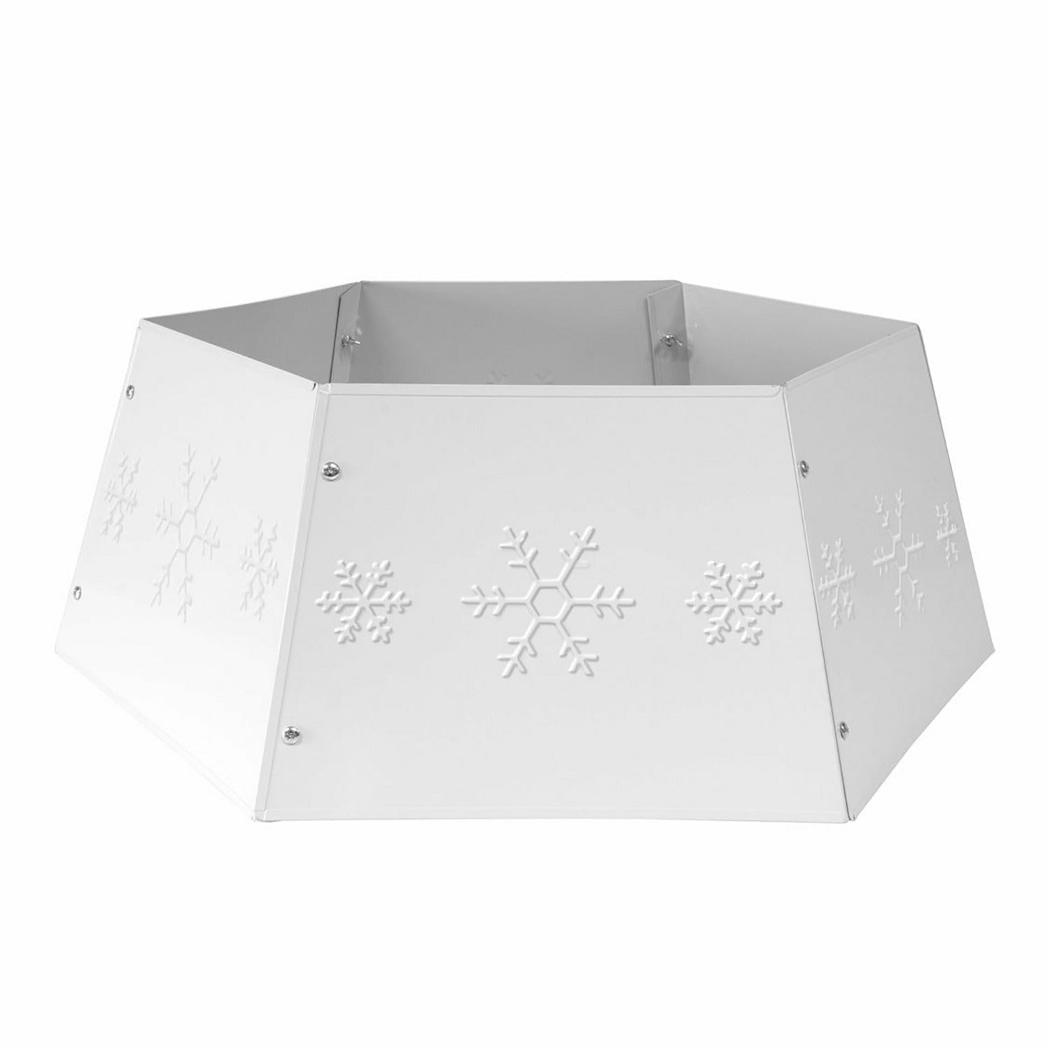 VESTIAMO CASA GRAN NATALE - Copribase albero in metallo colore bianco - h25 cm x diametro 68 cm