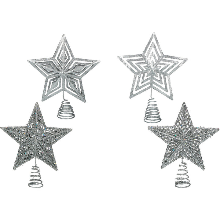 VESTIAMO CASA GRAN NATALE - Puntale Stella Natalizia Glitter Argento h27 cm