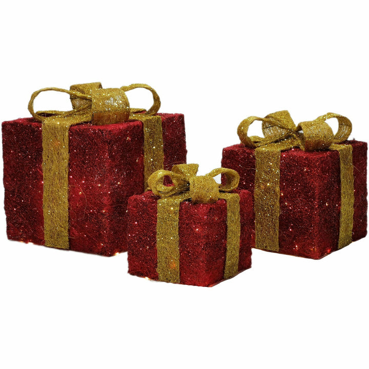 VESTIAMO CASA GRAN NATALE - Set 3 pacchi color rosso e oro - Decorazione natalizia luminosa