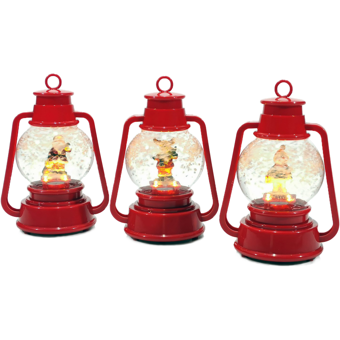2 Lanterne Natalizie LED A Batteria – Con Babbo Natale E Renne, Per Esterno/interno