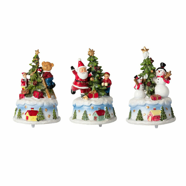 VESTIAMO CASA GRAN NATALE - Carillon Gran Festa con personaggi - h15x11x11 cm