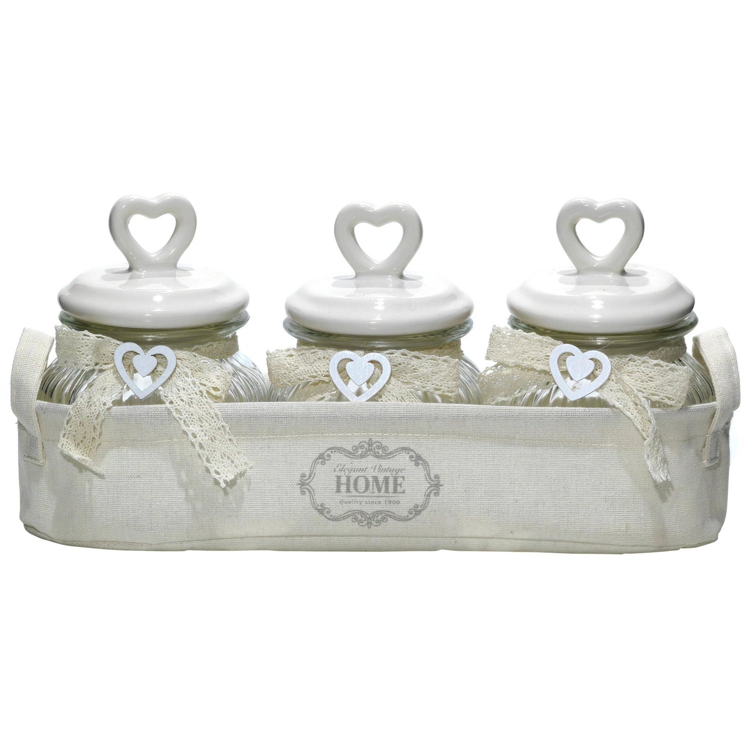 GUSTO CASA - Barattolo in vetro con cestino 55cl - set 3 pezzi