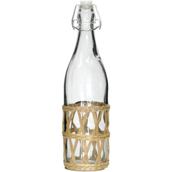 GUSTO CASA - Bottiglia in vetro con intreccio rattan 1 litro - h32cm diametro 8 cm