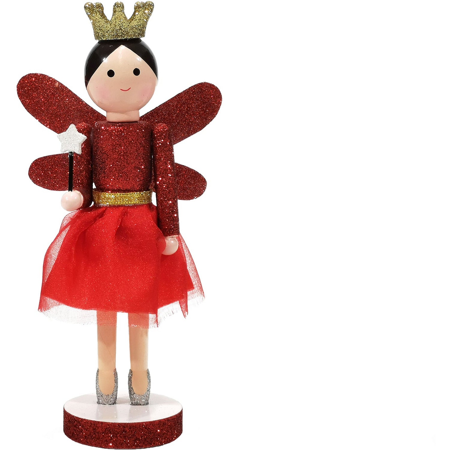 VESTIAMO CASA GRAN NATALE - Fatina Decorativa Natalizia in Legno Rosso h35 cm